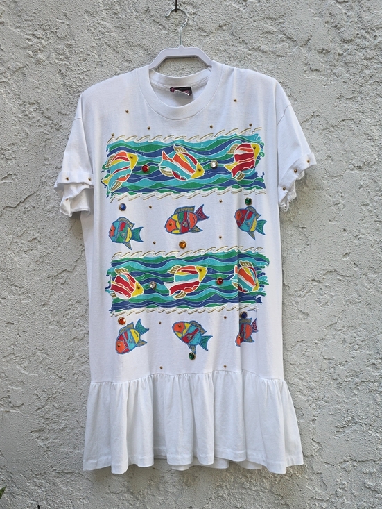 P.G.B Other - Vintage P.G.B. Embellished Tropical Fish Bathing Suit Cover Up Dress